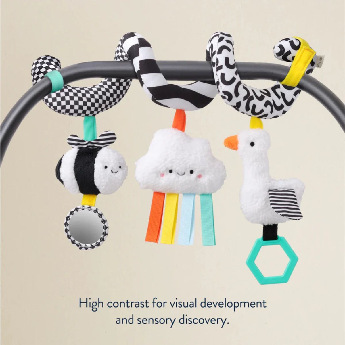 Itzy Ritzy Itzy Bitzy Spiral Car Seat & Stroller Activity Toy - High Contrast - Rich Multi Sensory Stimulation